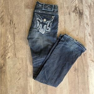MEK Y2K Women’s St. Louis Easy Boot Distressed Embroidered Denim Jeans Size 27